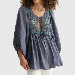 Lucky Brand Limited Edition Beaded Peasant Top